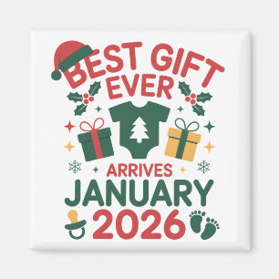 Christmas Best Gift Arrives January 2026 Couples Magnet