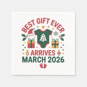 Christmas Best Gift Arrives March 2026 Couples Napkin