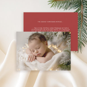 Christmas Best Gift Calligraphy Simple Baby Photo Announcement