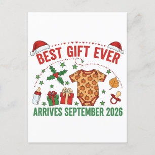 Christmas Best Gift Ever Arrives September 2026 Announcement Postcard