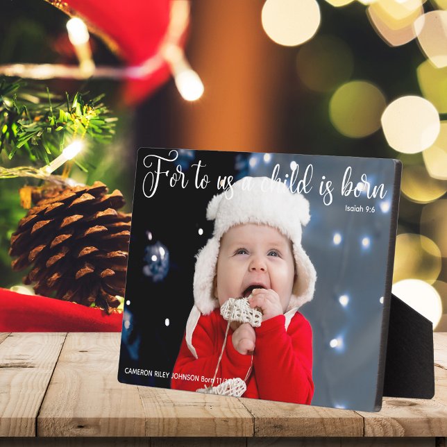 Christmas Bible Verse Beautiful Custom Baby Photo  Plaque (Creator Uploaded)