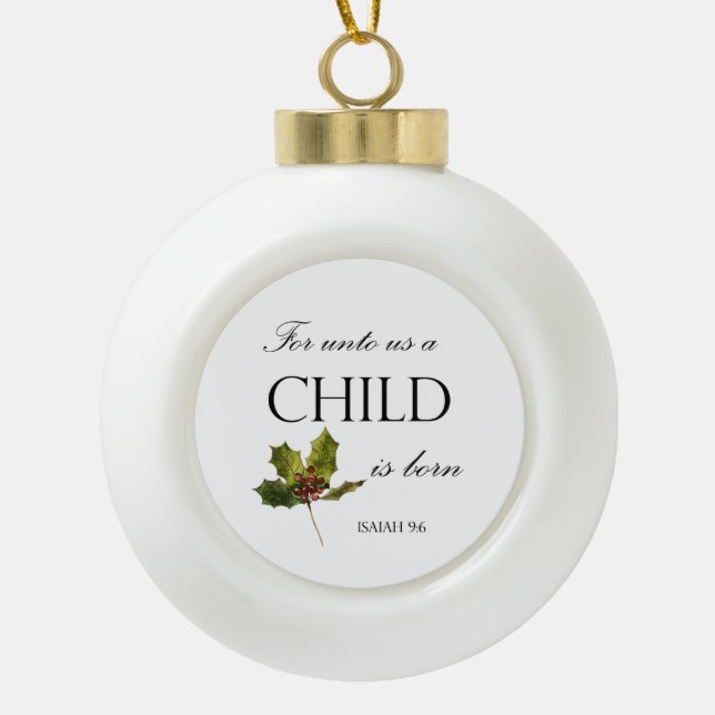  Christmas Bible Verse Ceramic Ball Ornament (Front)