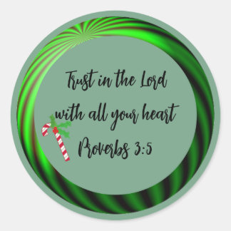 Christmas Bible Verse Proverbs 3:5 Round Sticker