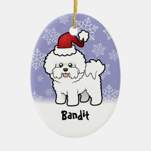 Christmas Bichon Frise (add your pets name) Ceramic Ornament