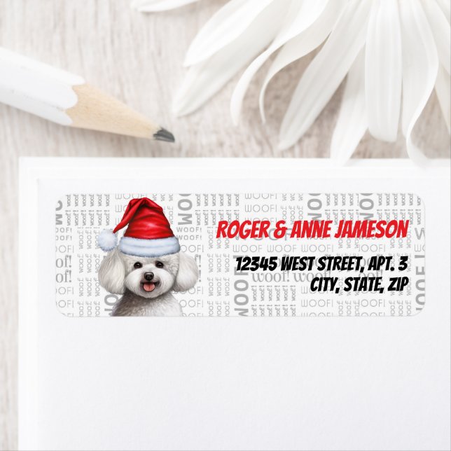 Christmas Bichon Frise Dog Holiday Address (Insitu)