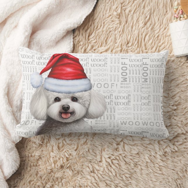 Christmas Bichon Frise Dog Holiday Lumbar Pillow (Blanket)