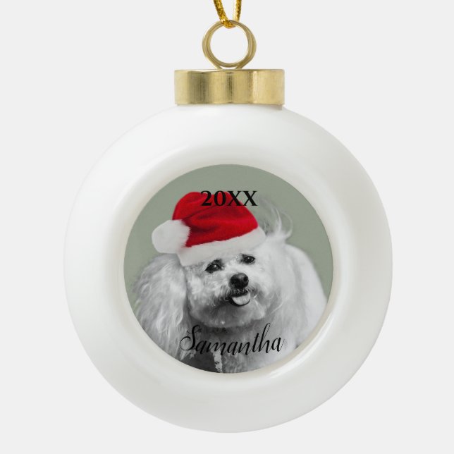 Christmas Bichon Frise dog personalized ornament (Front)
