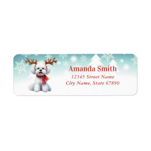 Christmas Bichon Frise Retourner l'adresse Étiquet