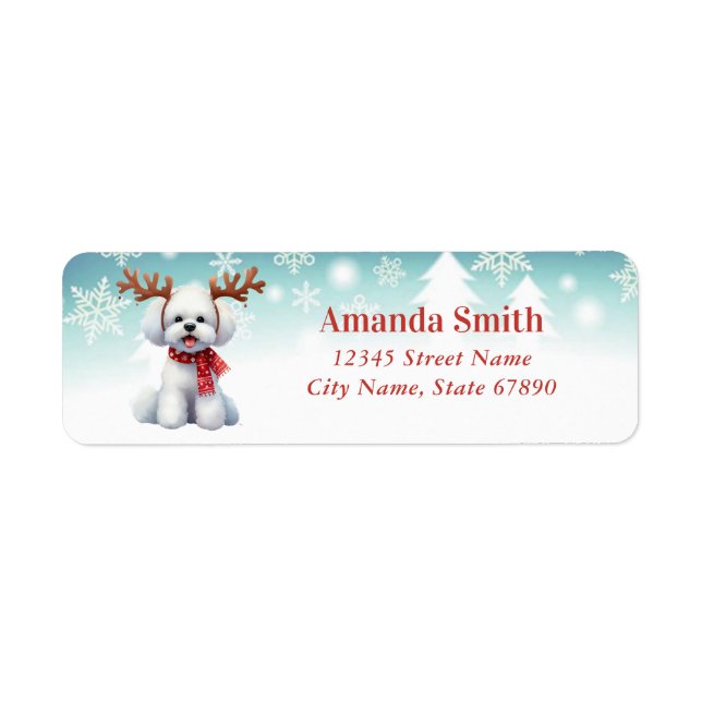 Christmas Bichon Frise Retourner l'adresse Étiquet (Devant)