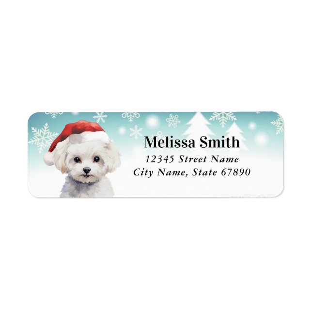 Christmas Bichon Frise Retourner l'adresse Étiquet (Devant)