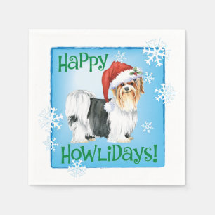 Christmas Biewer Terrier Napkins
