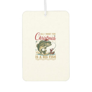 Christmas Big Fish Bass Santa Boat Fishing Air Freshener