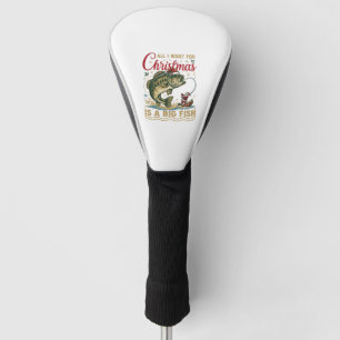 Christmas Big Fish Bass Santa Boat Fishing Golf Head Cover