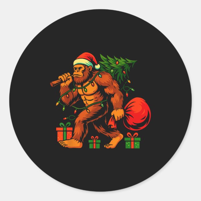 Christmas Bigfoot Costume Men Boy Sasquatch Xmas T Classic Round Sticker (Front)