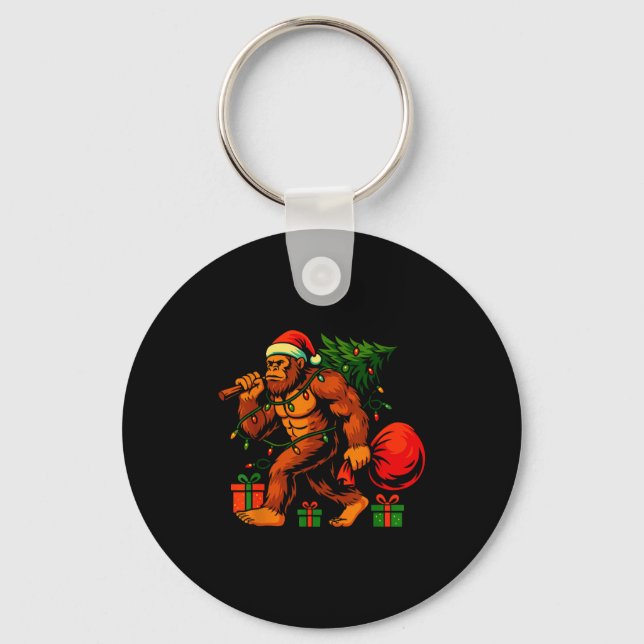 Christmas Bigfoot Costume Men Boy Sasquatch Xmas T Keychain (Front)