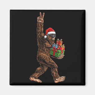 Christmas Bigfoot Santa Hat Funny Sasquatch Big Fo Magnet