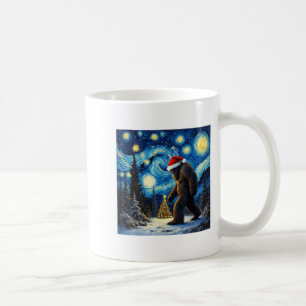 Christmas Bigfoot Santa Hat Van Gogh Starry Night  Coffee Mug