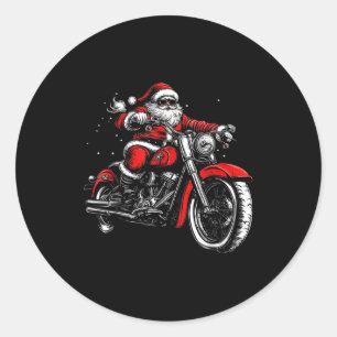 Christmas Biker Santa Claus Funny Motorcycle Motor Classic Round Sticker