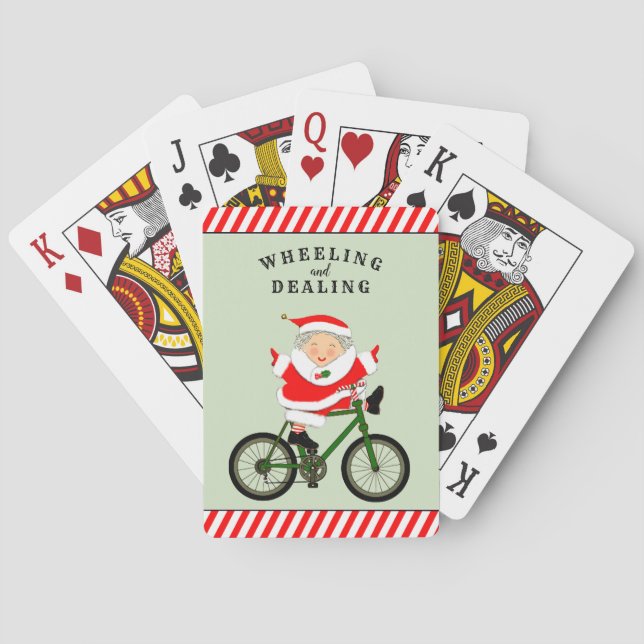 Christmas Biking Cyclist Playing Cards (Back)