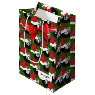 Christmas Billiard Eight Ball Pattern Medium Gift Bag