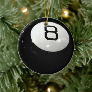 Christmas Billiard Eight Balls Ceramic Ornament