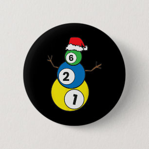 Christmas Billiards Snowman Kids Christmas Present 2 Inch Round Button