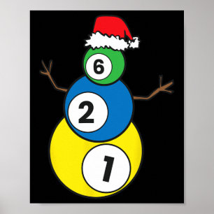 Christmas Billiards Snowman Kids Christmas Present Poster