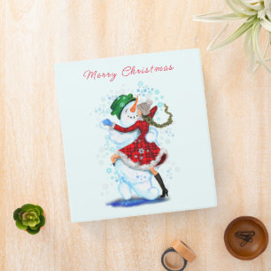 Christmas Binder Dancing Snowman with Girl