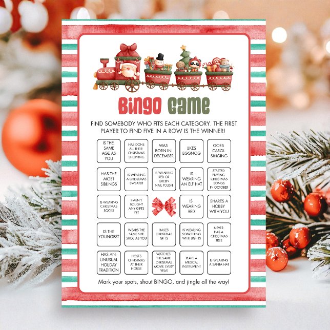 Christmas Bingo Game Holiday Card (Christmas Game Card)