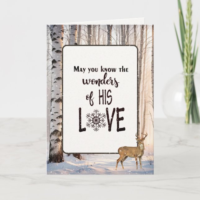 Christmas Birch Trees and Deer Holiday Card (Front)