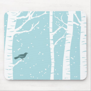 Christmas Birch Trees Mouse Pad