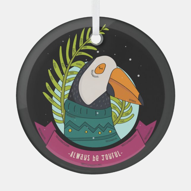 Christmas Bird Always Be Joyful Glass Ornament (Front)