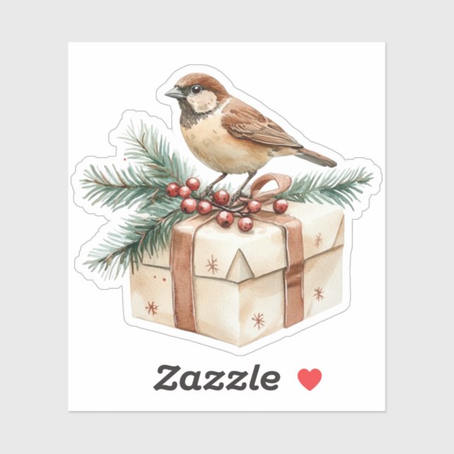 Christmas Bird Custom-Cut Vinyl Sticker (Sheet)