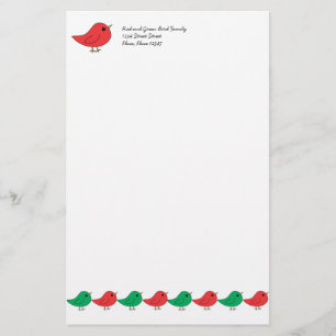 Christmas Bird Family Stationery