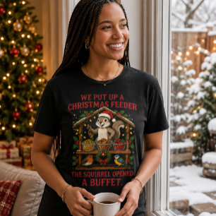 Christmas Bird Feeder Squirrel Buffet T-Shirt