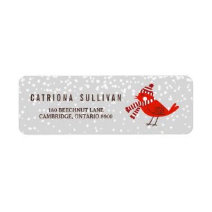 Christmas Bird Floral Holiday Adresse de retour La