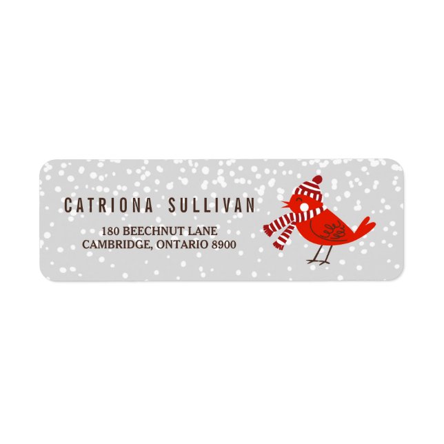 Christmas Bird Floral Holiday Adresse de retour La (Devant)
