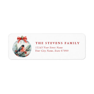 Christmas Bird Ornament Return Address Labels
