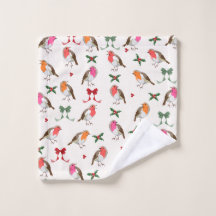 Christmas Bird Pattern Robins and holly