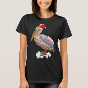 Christmas Bird Pelican Santa Hat Costume Bird Love T-Shirt