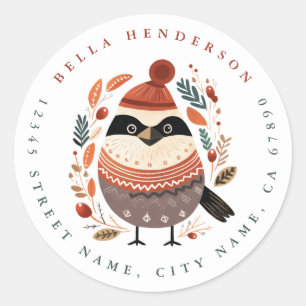Christmas Bird Round Stickers