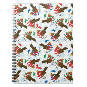 christmas bird santa notebook