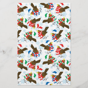 christmas bird santa stationery