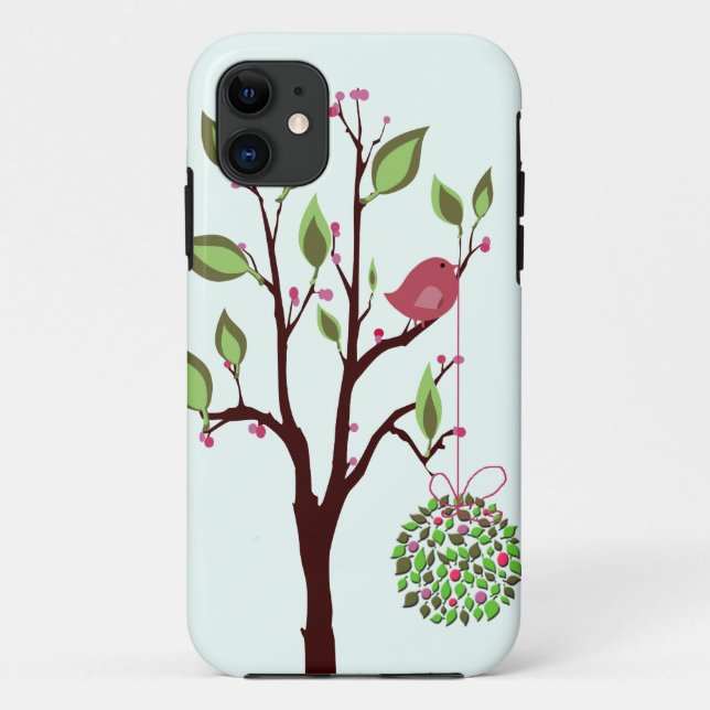 Christmas bird with mistletoe iPhone 5 Cases (Back)