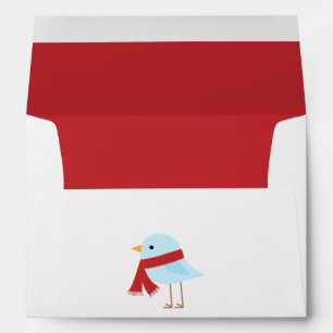 Christmas Bird with Red Scarf Envelopes