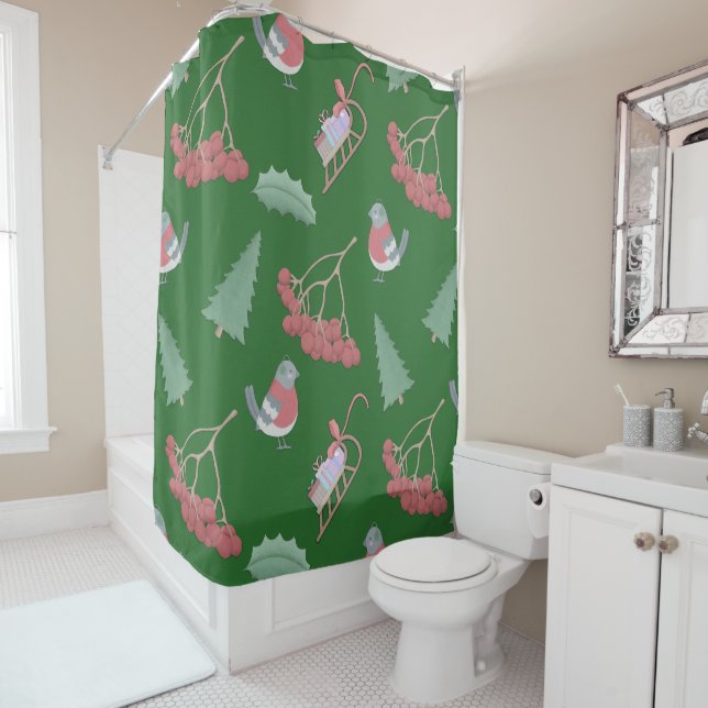 Christmas Birds and Sleds Green (In Situ)