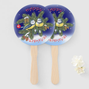 Christmas Birds Hand Fan