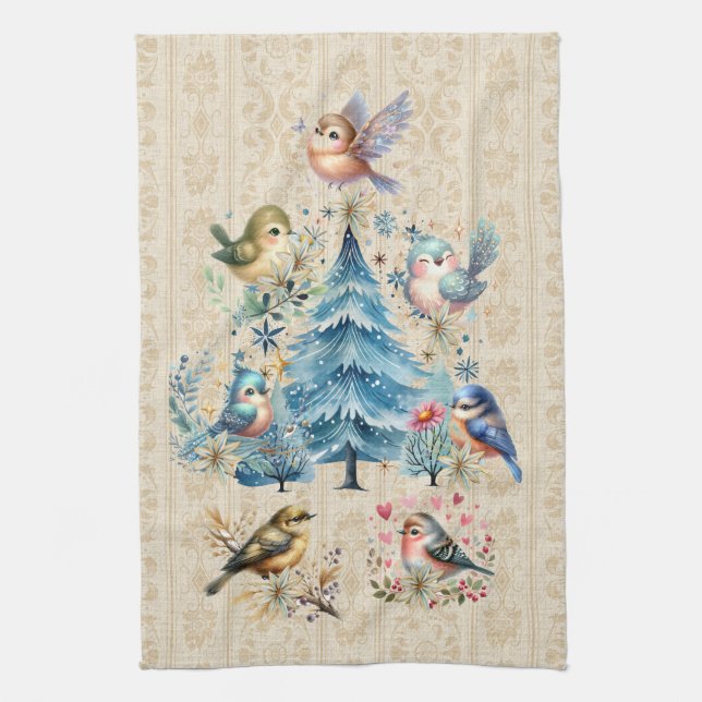 Christmas Birds Holiday Towel (Vertical)