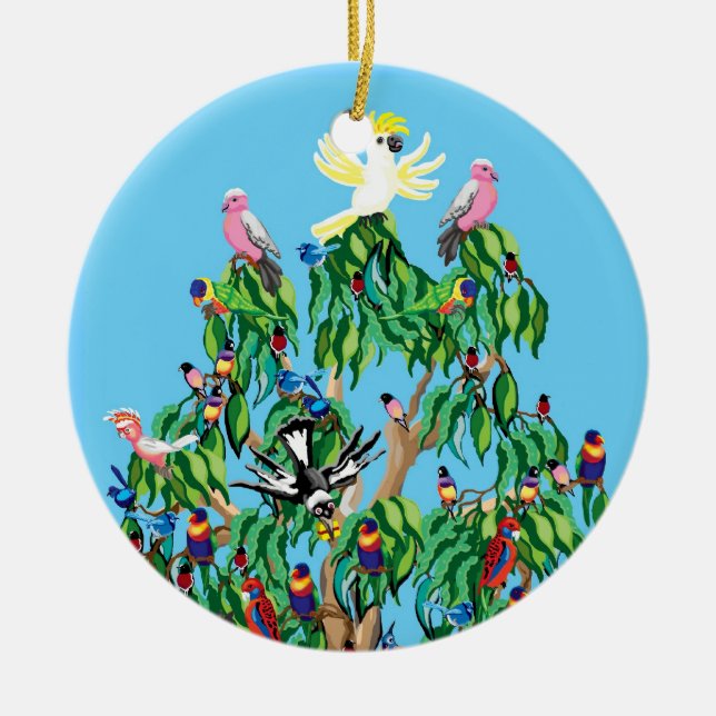 Christmas birds in Australia Ceramic Ornament (Front)