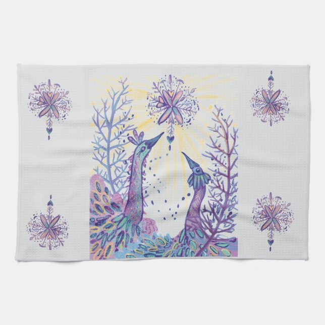 christmas birds kitchen towel (Horizontal)